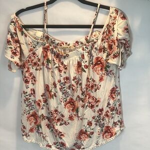 Liberty love, cold shoulder floral cotton tee